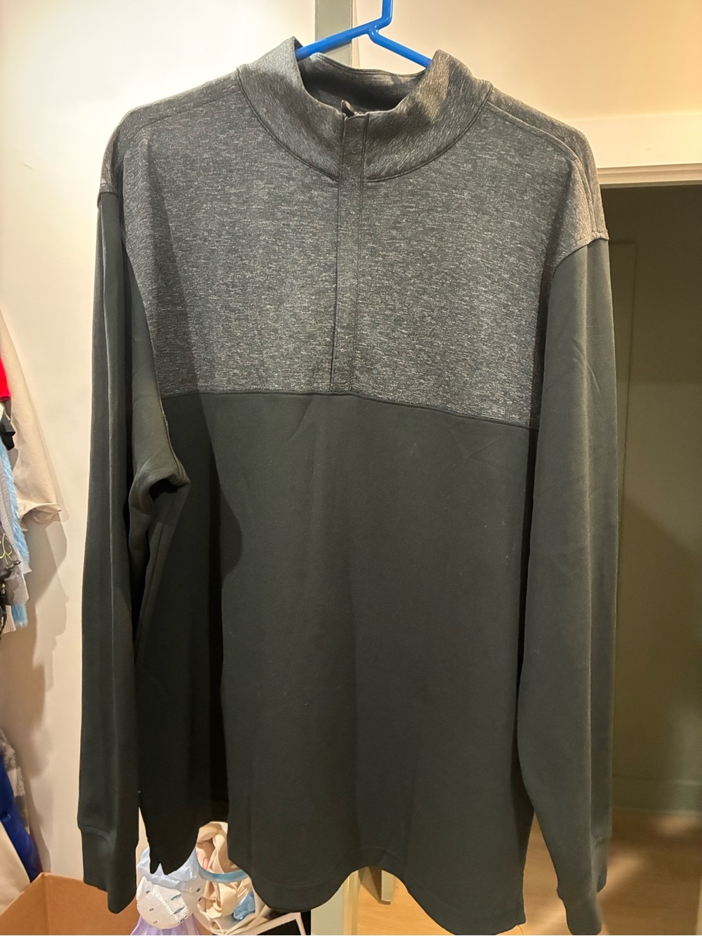 FootJoy Two-Tone Half-Zip Performance Pullover - Dark Gray/Charcoal